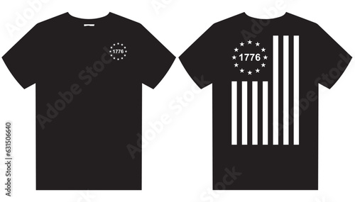 1776 With Betsy Ross Flag 13 Stars T-Shirt Design