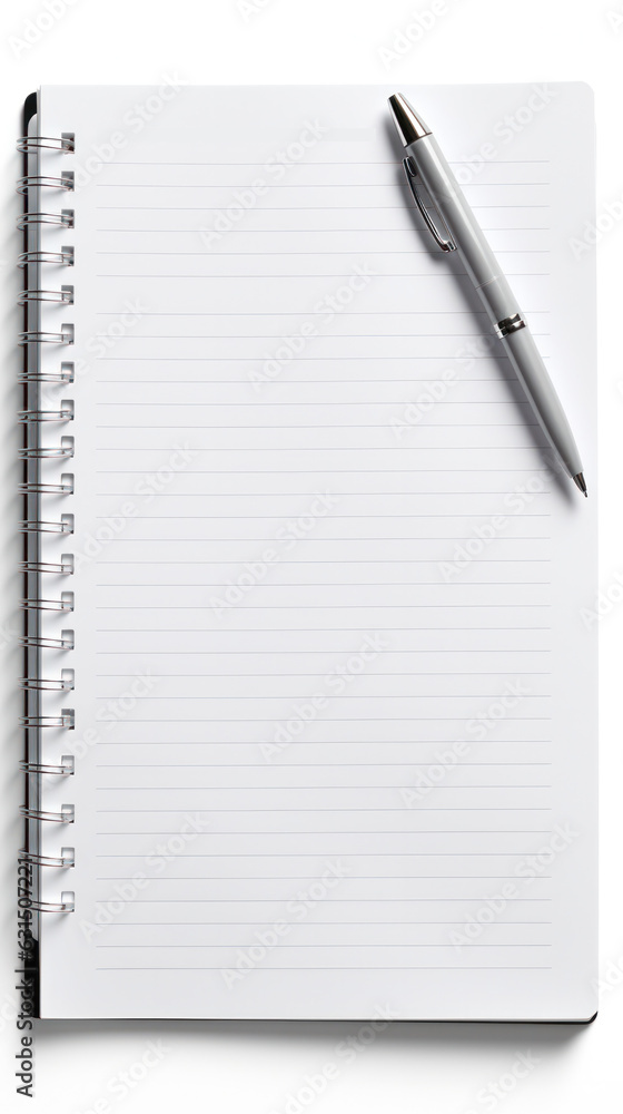 A pen is laying over blank page of the notebook A pen is laying over blank page of the notebook