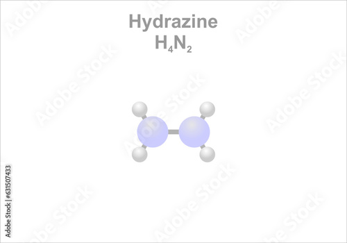 Hydrazine. Simplified scheme of the molecule. Use as rocket propellant.