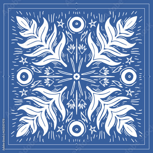 botanical doodle hand drawn bandana design