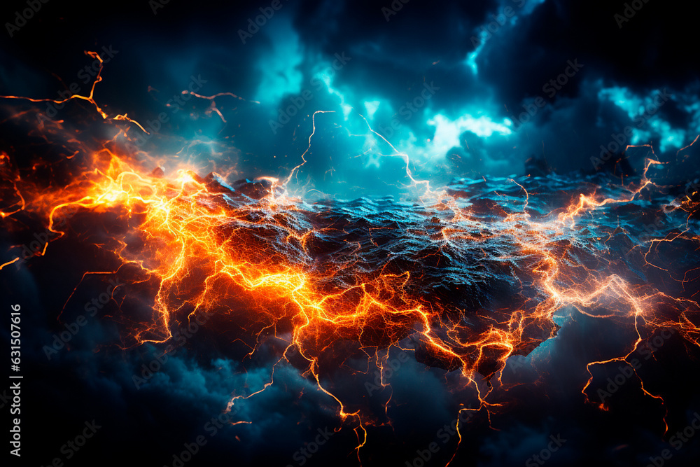 abstract lightning strike in the night,Generative AI abstract lightning strike in the night,Generative AI