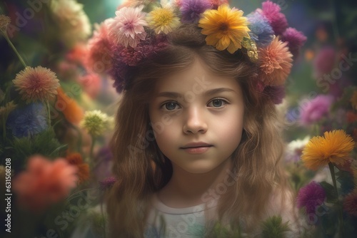 portrait of a girl with flowers © drimerz
