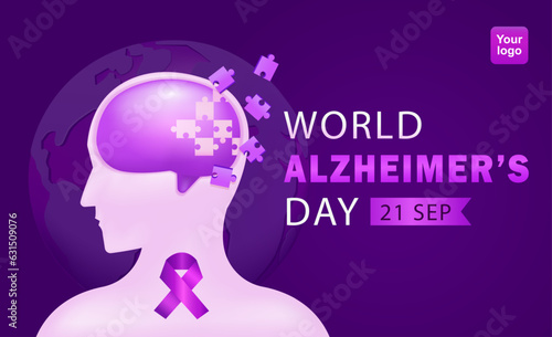 World Alzheimer's Day commemorates a progressive disease, where the symptoms of dementia gradually worsen over several years. 3d illustration of memory loss in the brain