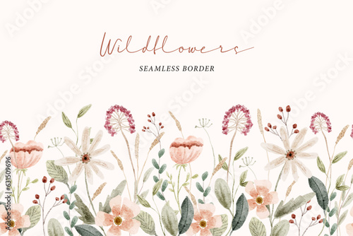 delicate wildflower watercolor border