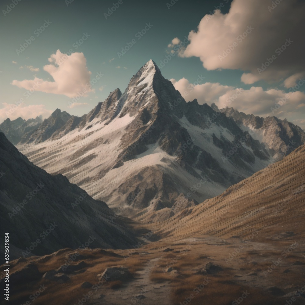 Mountain landscape illustration, generative AI