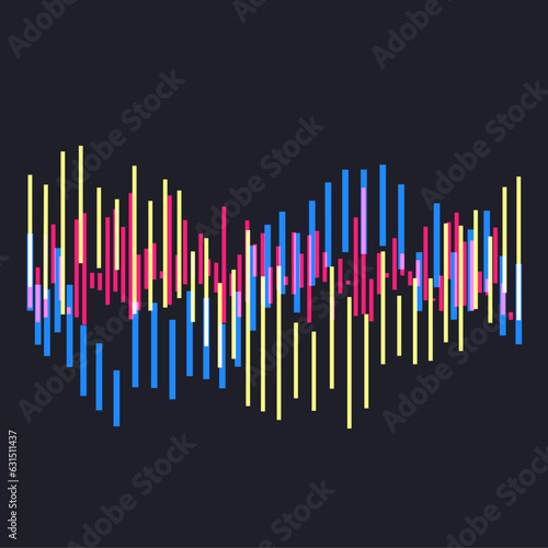 Abstract Analog Sound Wave, Neon Waveform Visualization Illustration