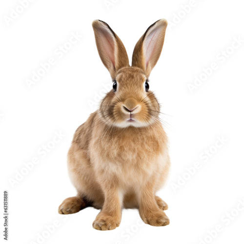Flemish giant rabbit in studio, sitting against white background and white backdrop.