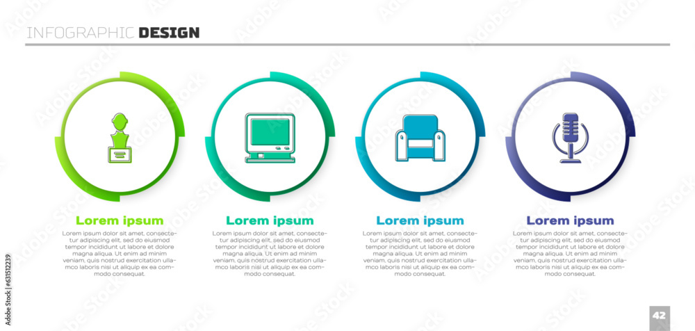 Set Gypsum head sculpture bust, Retro tv, Armchair and Microphone. Business infographic template. Vector Set Gypsum head sculpture bust, Retro tv, Armchair and Microphone. Business infographic template. Vector