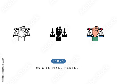 Human Rights Icon. Social Civil Justice Symbol Stock Illustration. Vector Line Icons For UI Web Design And Presentation