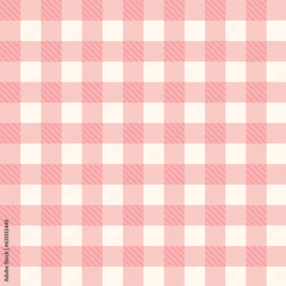 Gingham patterns in pastel pink. Check plaid graphic background vector for dress, skirt, shirt, tablecloth, or other modern fashion fabric design, Vector image. Gingham patterns in pastel pink. Check plaid graphic background vector for dress, skirt, shirt, tablecloth, or other modern fashion fabric design, Vector image.