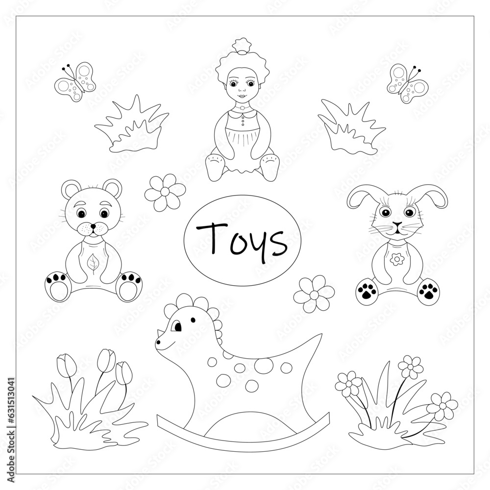 A set of children's toys, coloring.