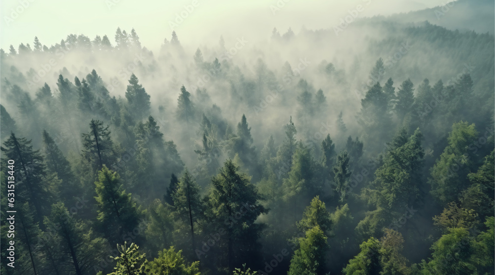 Foggy Forest Top View 