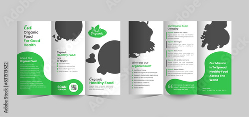 Ceo food trifold brochure template and organic healthy food shop tri fold brochure design, green food trifold brochure template, farming food menu for the restaurant