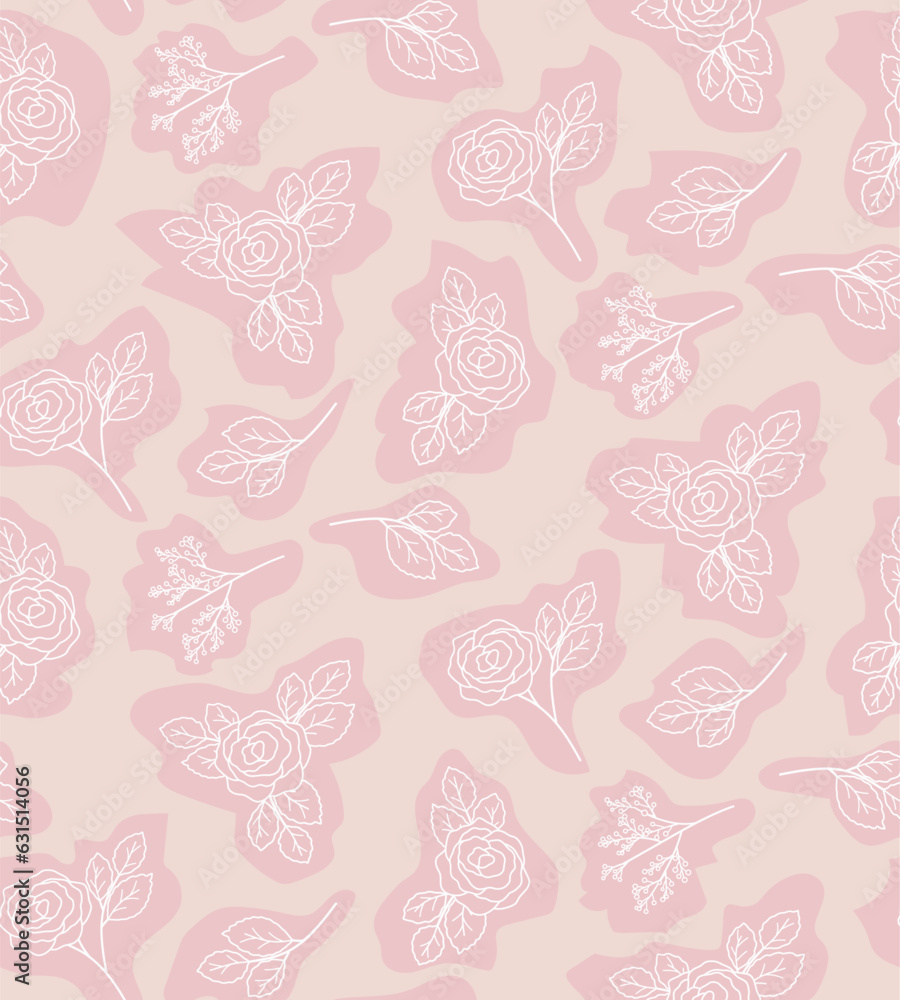 Abstract pattern with spots and roses, outline. Abstract pattern with spots and roses, outline.