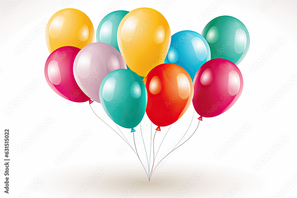 Colorful festive balloons design , white clean background