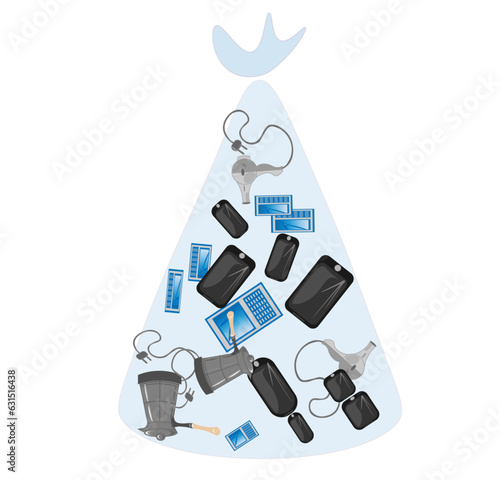 Waste segregation. Sorting garbage by material and type in colored trash cans. Separating and recycling garbage vector infographic. sustainability environment .Waste  Earth.
