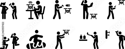 stick figure icon man, people communicate,