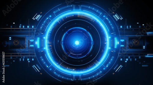 Futuristic circle vector HUD, GUI, UI interface screen design. Abstract style on blue background. Abstract vector background. Abstract technology communication design innovation generative ai