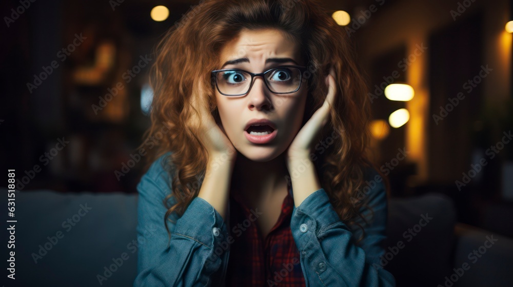 A young scared and surprised woman A young scared and surprised woman