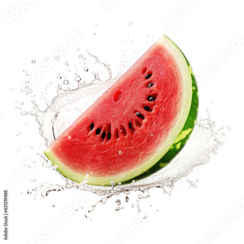 High resolution image of levitating fresh watermelon on white backround.