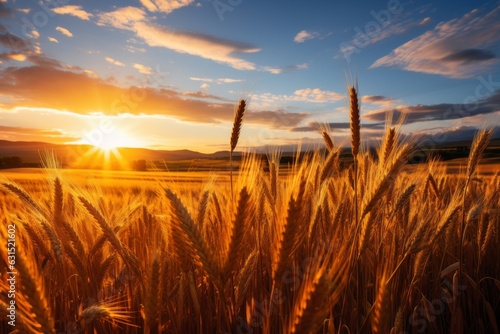 Sun-kissed Wheat Fields During The Golden Hour, Generative AI