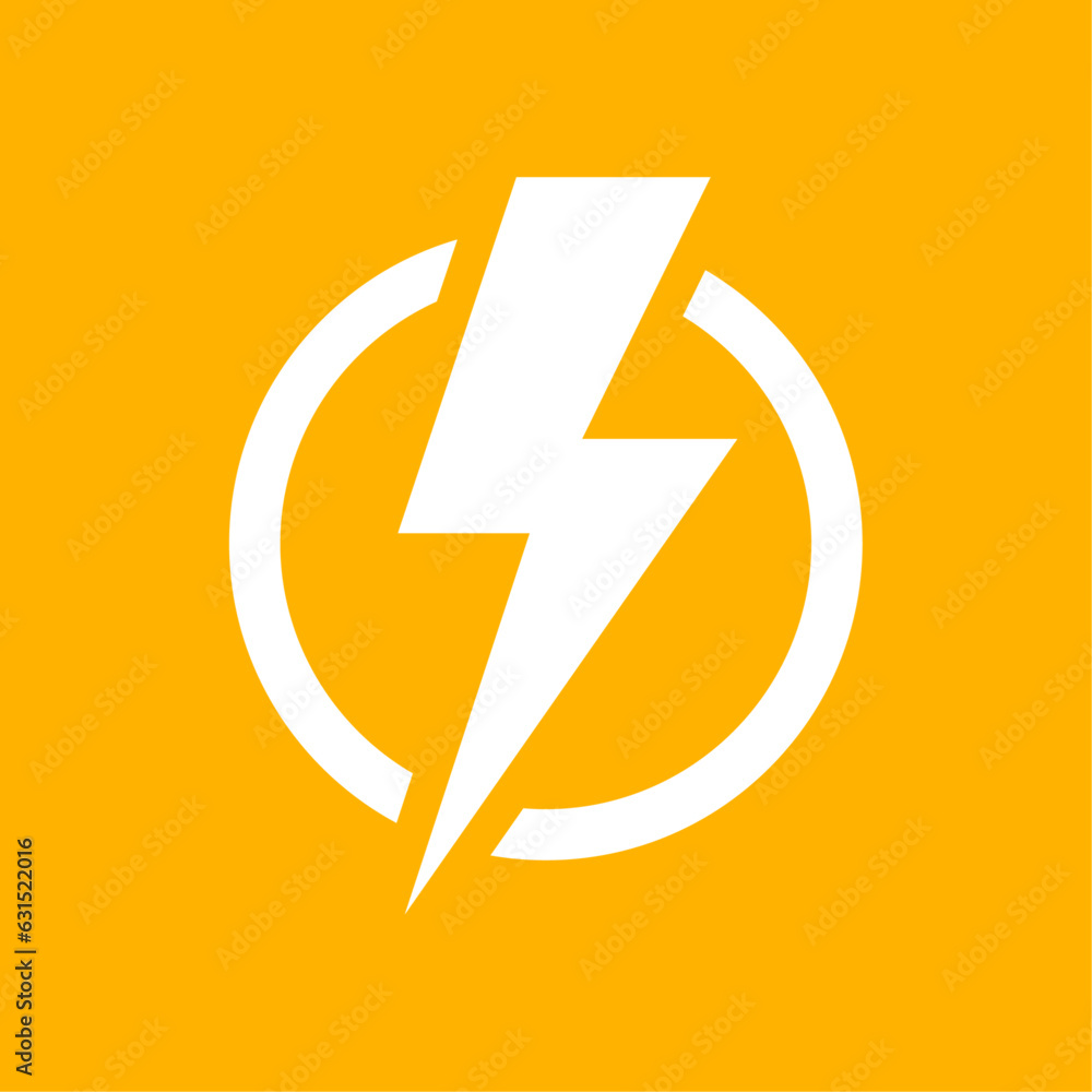 Lightning bolt icon with yellow background Lightning bolt icon with yellow background