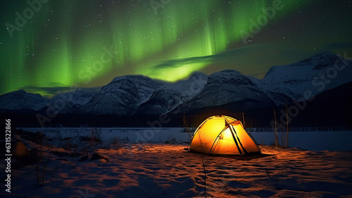 Tent Under Northern Lights