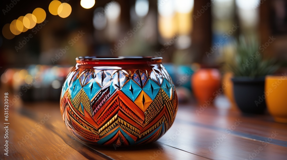 Colorful Vase on Wooden Table Colorful Vase on Wooden Table