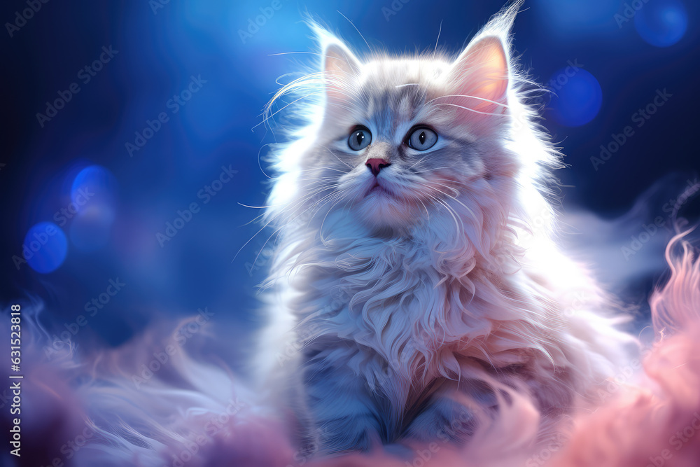 cute kitty fur galactic aura symphony ai generated - obrazy, fototapety, plakaty 