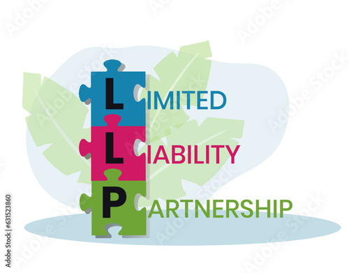 LLP, Limited Liability Partnership. Concept with keywords, people and icons. Flat vector illustration. Isolated on white background.