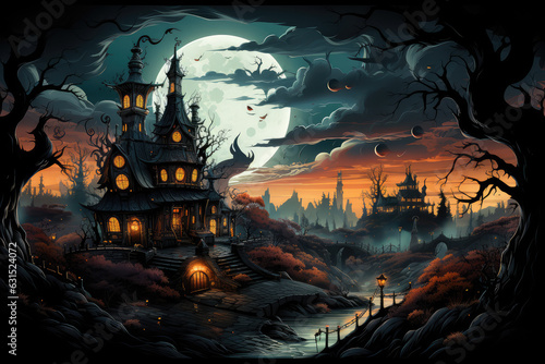 Halloween, The artwork depicts this moment in a whimsical style, ai generated.