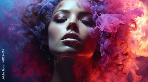 Women spitting magical colorful smoke. Wallpaper.  © NoOneSaid