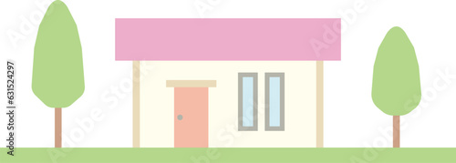 コンパクトな平屋住宅のイラスト