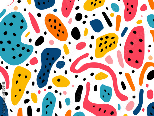 Multicolored doodles/waves/bubbles. Creative minimalist style art background trendy design with basic shapes. Simple party texture. Isolated on a transparent background. 