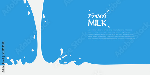 Pouring milk with splash background vector illustration