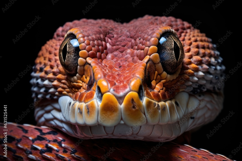 Fototapeta premium close-up view of a exotic snake head, ai tools generated image