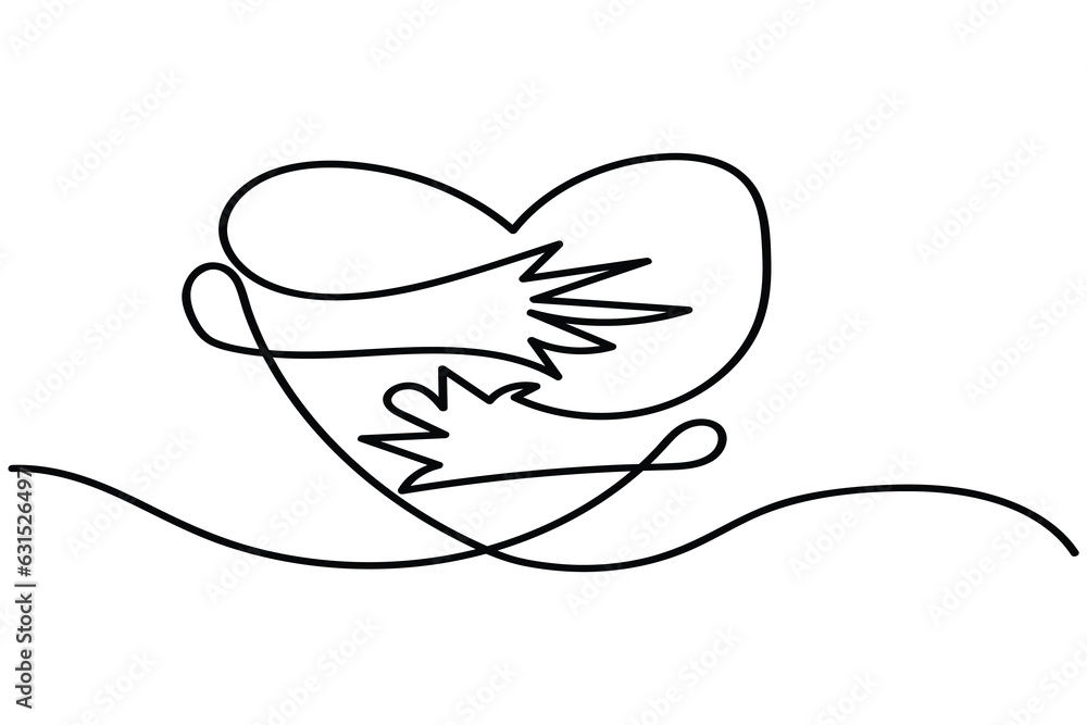 Fototapeta premium Love and heart with line art vector illustrations