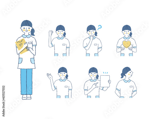 女性医療従事者の表情　バリエーションセット