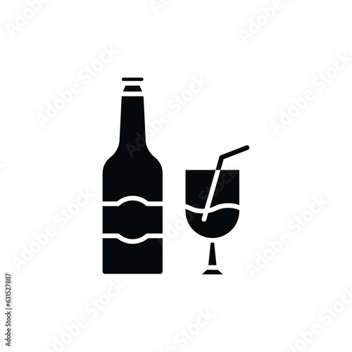 Bottle and glass icon. solid icon