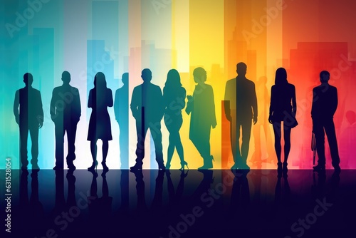 Business group silhouettes in a colorful background photo