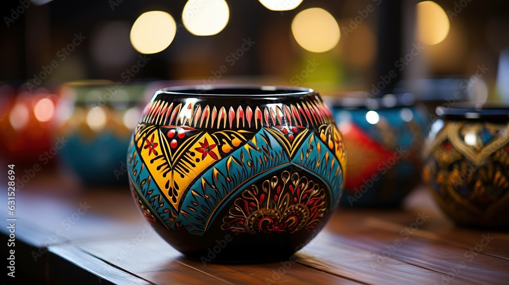 Colorful Vase on Wooden Table Colorful Vase on Wooden Table