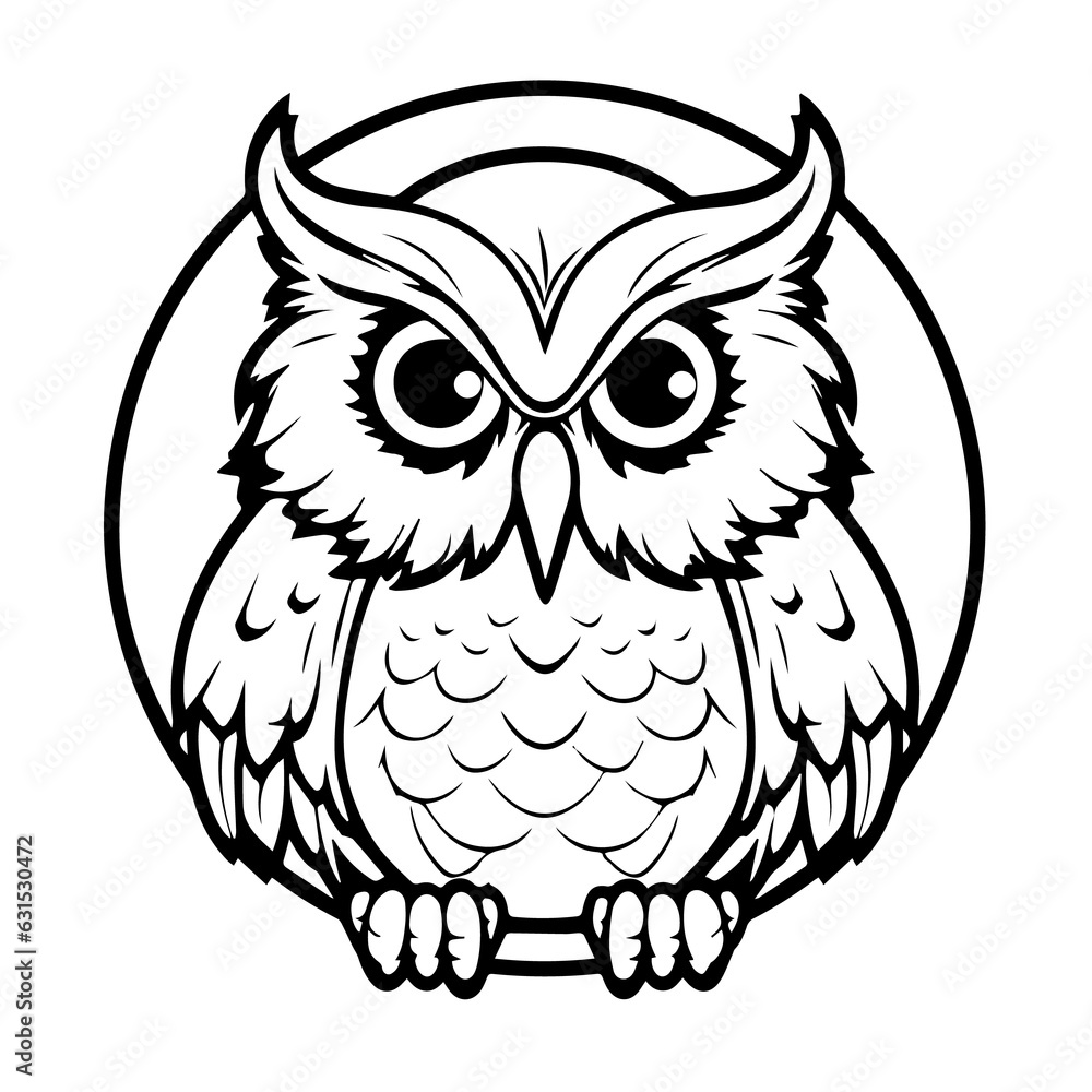 Fototapeta premium Owl coloring pages Png