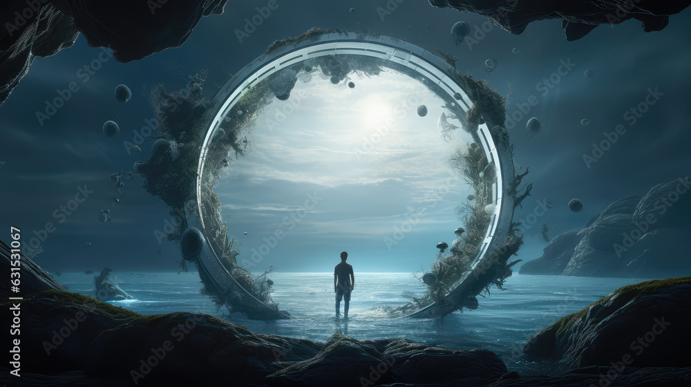 Portal to parallel universe, gates to the new world, surreal fantasy ...