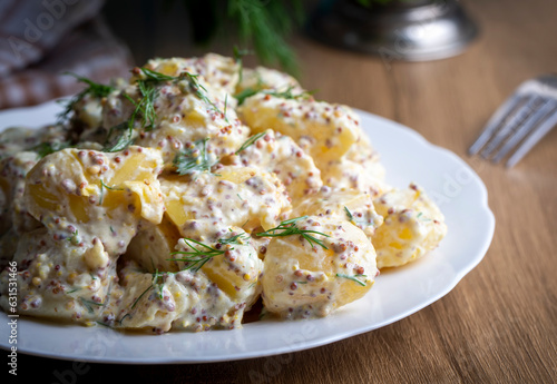 Potato salad with mustard seeds and mayonnaise (Turkish name; patates salatasi)