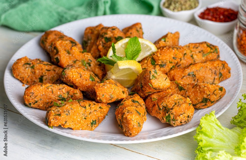 Mercimek Koftesi, Traditional Turkish Food with Bulgur and Lentil