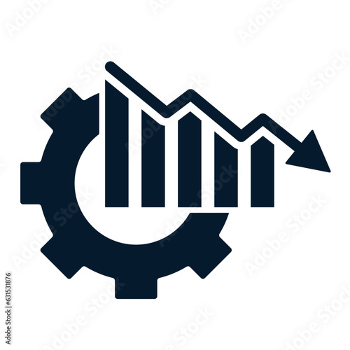 Decrease in productivity  income. Vector icon isolated on white background.