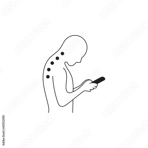 Person holding a phone with neck bending, cervix bend problem