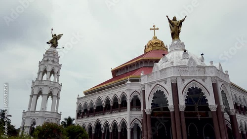  An Enchanting view of the Magnificent 'St. George Forane Church' painted in  white color in Edappally near Kochi city in India.
 photo