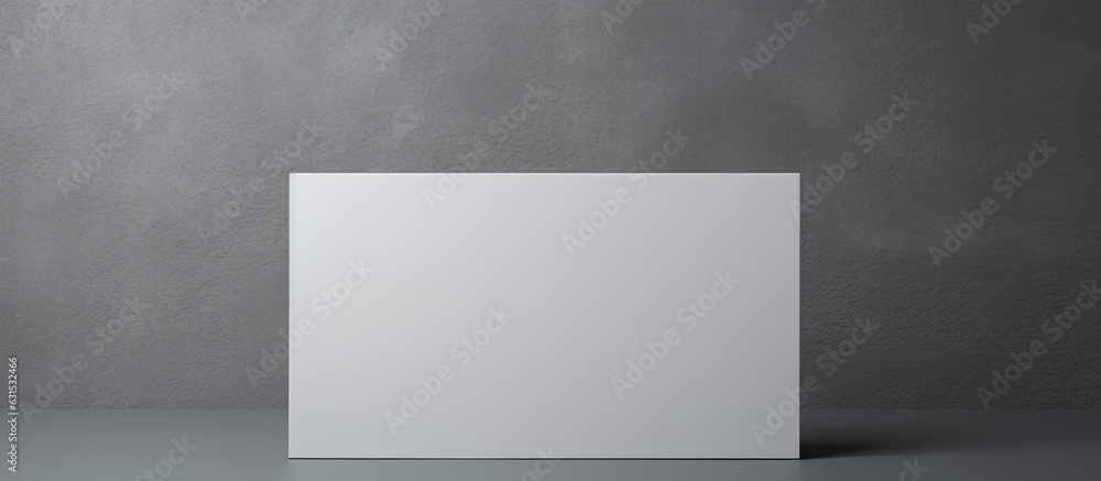 A grey background with a white business card featuring copy space. Represents business, business A grey background with a white business card featuring copy space. Represents business, business