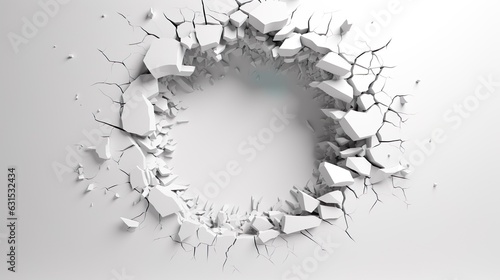 Broken hole white wall texture background fracture